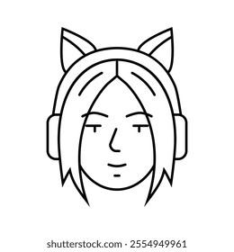 woman otaku avatar line icon vector. woman otaku avatar sign. isolated contour symbol black illustration