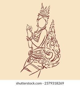 Woman with outfits and ornament vector for card, decoration, illustration