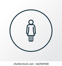 Woman Outline Symbol. Premium Quality Isolated Female Element In Trendy Style.