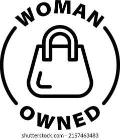 Woman Owned Business Black Outline Badge Icon Label Isolated Vector On Transparent Background