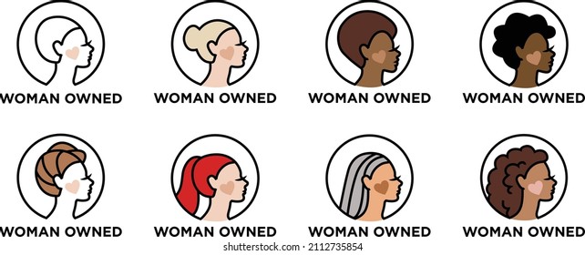 Woman Owned Business - Vector Icons - Minority Owned Diversity Illustrations