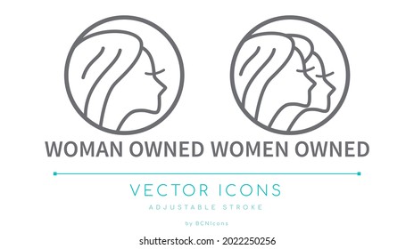 Woman Owned Women Owned Line Icons. Small Business Vector Symbol.