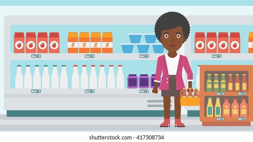 Woman with pack of beer.