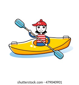 Woman paddling in a kayak.