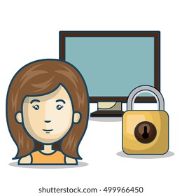 woman and padlock icon
