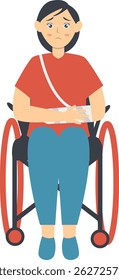 Woman with Pain and Injury. Vector Character Isolated on White Background