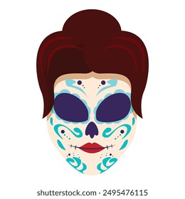 Woman with a painted face celebrating the day of the dead with a traditional look