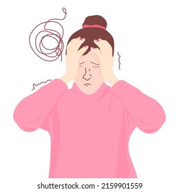 Woman with panic attack. Anxiety disorder symptoms