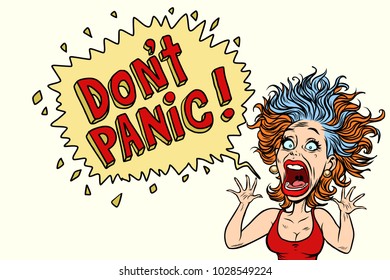 The woman panics and screams in horror. Comic book cartoon pop art illustration retro drawing