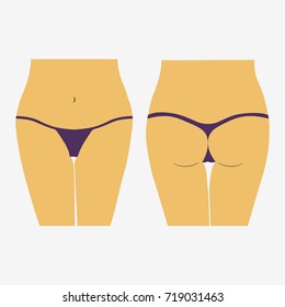 Woman panties strings. Flat vector stock illustration