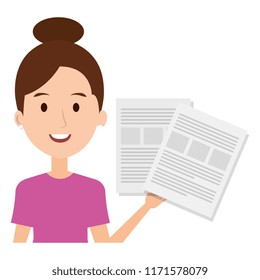 woman with paper documents