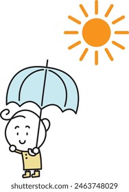 A woman with a parasol and the sun