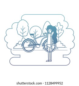 woman in the park with bicycle
