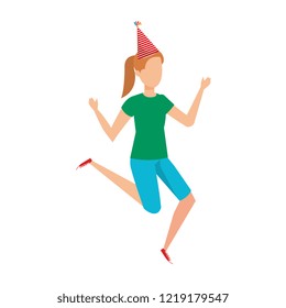 woman with party hat celebrating