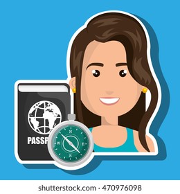 woman password id travel vector illustration eps 10
