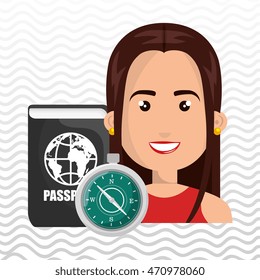 woman password id travel vector illustration eps 10