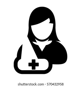 Woman Patient Icon - Medical Treatment & Health-care Glyph Vector Illustration