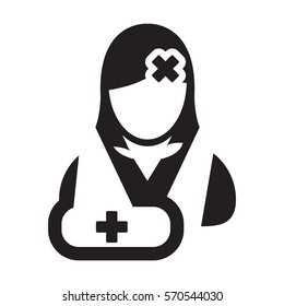 Woman Patient Icon - Medical Treatment & Health-care Glyph Vector Illustration