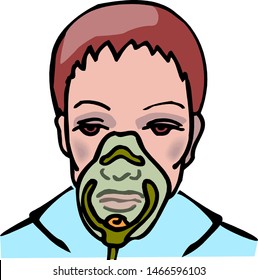 Woman patient in an oxygen mask. virus infection. covid oxygen mask