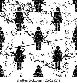 Woman pattern, grunge, black image on white background