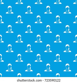 Woman pattern repeat seamless in blue color for any design. Vector geometric illustration