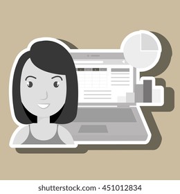 woman with pc isolated icon design, vector illustration  graphic 