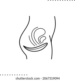 Woman Pelvic Floor Muscles, Vector Illustration In Outline