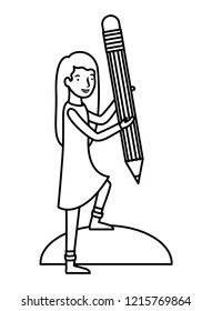 woman with pencil avatar character