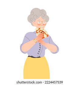 Woman Pensioner Character Playing Cards Game Engaged in Hobby Activity on Retirement Vector Illustration