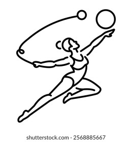 A woman perform artistic gymnastics icon in line style 