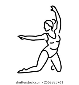 A woman perform expressive gymnastics icon in line style 