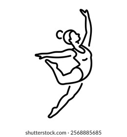 A woman perform freestyle gymnastics icon in line style 