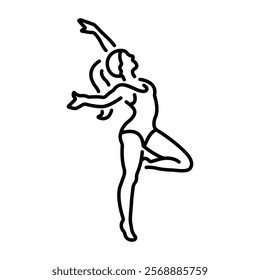 A woman perform gymnastics icon in linear style 