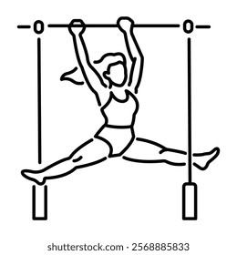 A woman perform tumbling act icon in linear style 