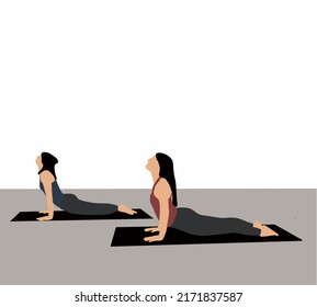 Woman performing aerobics or yoga exercise and morning meditation for good health. Wellness concept. Vector illustration in flat cartoon style.