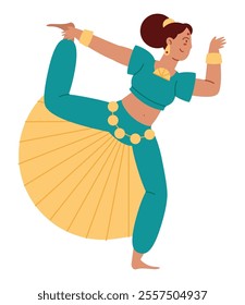 woman performing kathak dance isolated