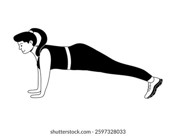 Woman performing a push-up exercise indoors for strength training