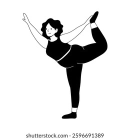 Woman performing a yoga pose in a minimalist style illustration for fitness enthusiasts