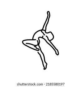 Woman Performs Acrobatic Tricks Color Line Icon. Choreography, Ballet. Pictogram For Web Page, Mobile App, Promo.