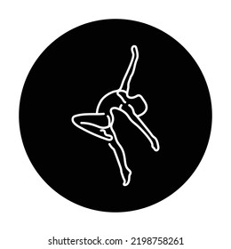 Woman performs acrobatic tricks color line icon. Choreography, ballet. Pictogram for web page, mobile app, promo.