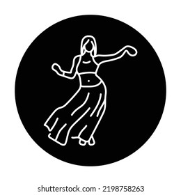 Woman performs a sacred dance color line icon.  Contemporary dance. Pictogram for web page, mobile app, promo.