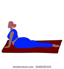 A woman performs a yoga pose called Cobra Pose or Bhujangasana, which stretches the chest and abdomen and helps relieve 