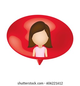 woman person inside chat bubble, vector illustration design