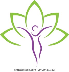 Woman, person in motion as a tree, plant, alternative practitioner and gynecologist logo