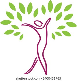 Woman, person in motion as a tree, plant, alternative practitioner and gynecologist logo