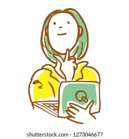 A woman with a personal computer