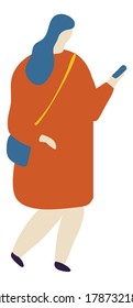 Woman with phone Flat Vector