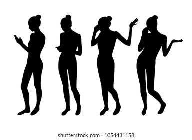 Woman phone talking silhouettes