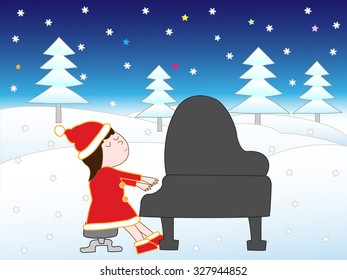 The woman pianist who gives a concert in the snowy mountains on Christmas