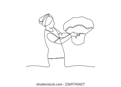 Woman picking garden produce. Farmer activity minimalist concept. black and white design by vector illustrator. Simple line. Flat cartoon vector illustration.